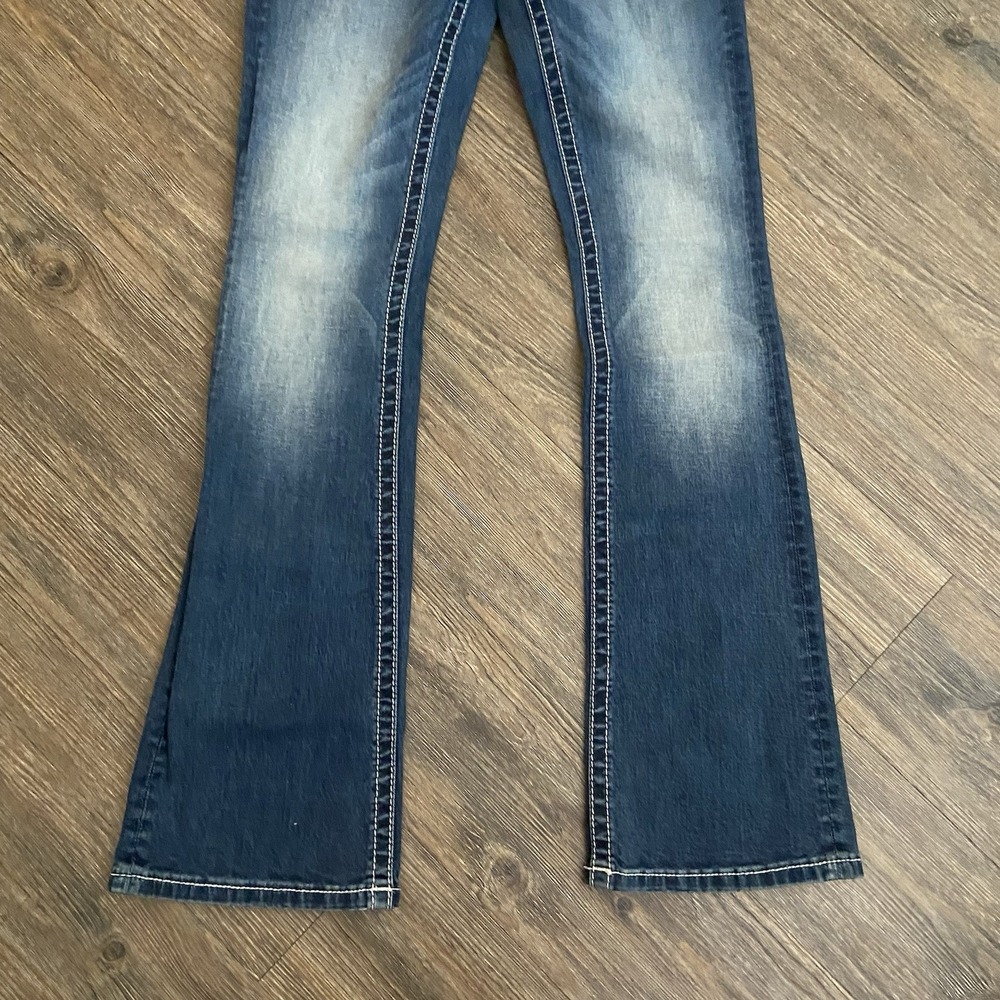 Miss Me Jeans Chloe Boot Rhinestone Leather Sequin Stitch Pocket Size 27 - Picture 3 of 10